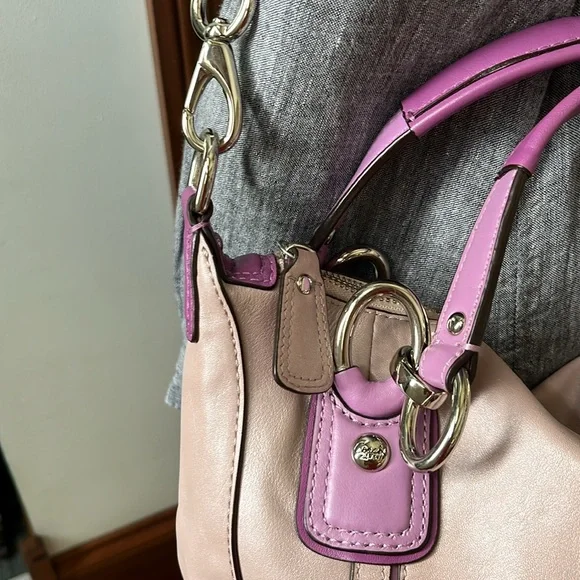 Coach  Kristin satchel  shoulder/Crossbody bag  color block Pearl Violet/ purple - Picture 5 of 17